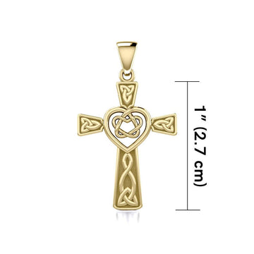 Celtic Cross with Heart Solid Gold Pendant GPD5808 - Jewelry
